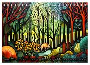 Abstrakter Wald - Jahreszeiten in bunten Linolschnitten (Tischkalender 2024 DIN A5 quer), CALVENDO Monatskalender - Illustrationen 9
