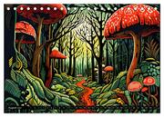 Abstrakter Wald - Jahreszeiten in bunten Linolschnitten (Tischkalender 2024 DIN A5 quer), CALVENDO Monatskalender - Illustrationen 10