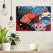 Linolwelt - Meeresbewohner und Kunst (Wandkalender 2024 DIN A4 quer), CALVENDO Monatskalender - Illustrationen 2