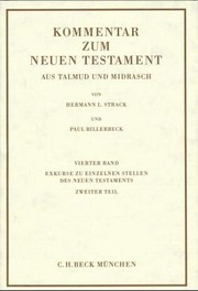 Kommentar zum Neuen Testament aus Talmud und Midrasch Bd. 4: Exkurse zu einzelnen Stellen des Neuen Testaments - Cover