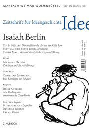 Zeitschrift für Ideengeschichte Heft I/4 Winter 2007: Isaiah Berlin - Cover
