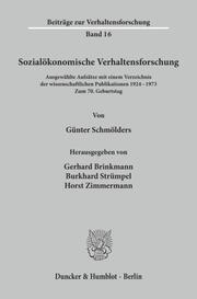 Sozialökonomische Verhaltensforschung. - Cover