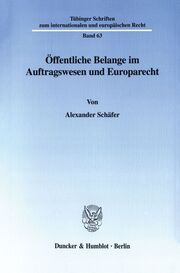 Öffentliche Belange im Auftragswesen und Europarecht. - Cover