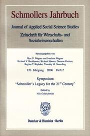Symposium 'Schmoller's Legacy for the 21st Century'. - Cover