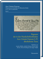 Regesten der in den Handschriftenbänden Acta Unitatis Fratrum I-IV überlieferten Texte - Cover