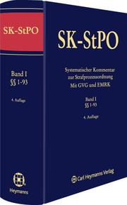 SK-StPO Systematischer Kommentar zur Strafprozessordnung - Mit GVG und EMRK I - Cover