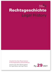 Rechtsgeschichte Legal History (RG). Zeitschrift des Max Planck-Insituts für Rec - Cover