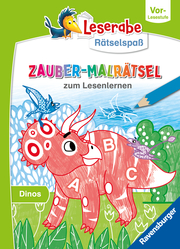 Leserabe Rätselspaß Zauber-Malrätsel zum Lesenlernen: Dinos (Vor-Lesestufe) - Cover