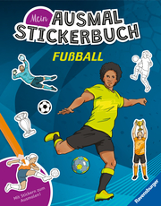 Ravensburger Mein Ausmalstickerbuch Fußball - Großes Buch mit über 300 Stickern, viele Sticker zum Ausmalen - Cover