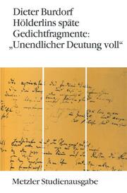 Hölderlins späte Gedichtfragmente: 'Unendlicher Deutung voll' - Cover