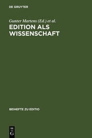 Edition als Wissenschaft - Cover