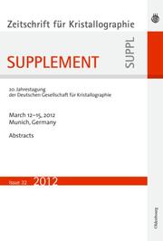 Zeitschrift für Kristallographie Supplement No.33 - Cover