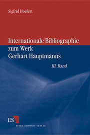 Internationale Bibliographie zum Werk Gerhart Hauptmanns - - III. Band - Cover