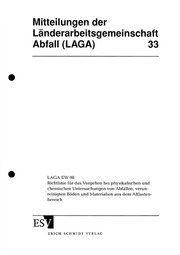 LAGA EW 98: Richtlinie für das Vorgehen bei physikalischen und chemischen Unters