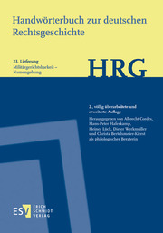 Handwörterbuch zur deutschen Rechtsgeschichte (HRG) - Lieferungsbezug - - - Lieferung 23: Militärgerichtsbarkeit-Namengebung - Cover