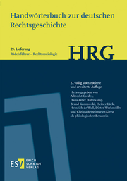 Handwörterbuch zur deutschen Rechtsgeschichte (HRG) - Lieferungsbezug - Lieferung 29: Rädelsführer-Rechtssoziologie