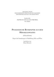 Ptolemäische Bankpapyri aus dem Herakleopolites (P.Herakl.Bank) - Cover