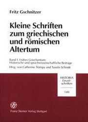 Kleine Schriften zum griechischen und römischen Altertum / Kleine Schriften zum griechischen und römischen Altertum. Band 1 - Cover