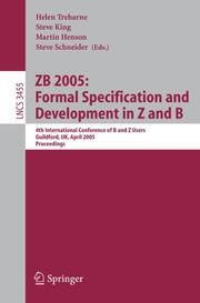 ZB 2005: Formal Specification and Development in Z and B - Cover