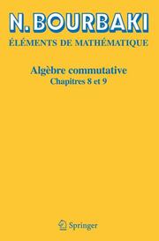 Algebre commutative - Cover