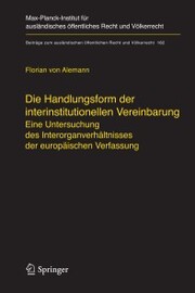 Die Handlungsform der interinstitutionellen Vereinbarung - Cover