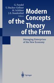 Modern Concepts of the Theory of the Firm - Cover