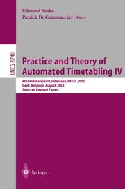 Practice and Theory of Automated Timetabling IV - Cover
