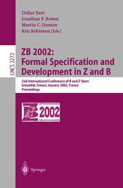 ZB 2002: Formal Specification and Development in Z and B - Cover