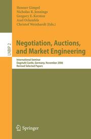 Negotiation, Auctions and Market Engineering - Cover