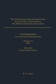 Antisemitism Volume 13 - 1997 - Cover
