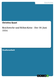 Reichswehr und Röhm-Krise - Der 30. Juni 1934 - Cover