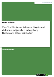 Zum Verhältnis von Schmerz, Utopie und diskursivem Sprechen in Ingeborg Bachmanns 'Erklär mir, Liebe' - Cover