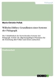 Wilhelm Dilthey: Grundlinien eines Systems der Pädagogik - Cover