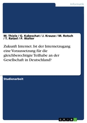 Zukunft Internet. Ist der Internetzugang eine Voraussetzung für die gleichberechtigte Teilhabe an der Gesellschaft in Deutschland? - Cover