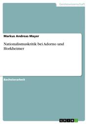 Nationalismuskritik bei Adorno und Horkheimer - Cover