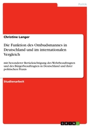 Die Funktion des Ombudsmannes in Deutschland und im internationalen Vergleich