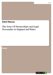 The Issue Of Partnerships and Legal Personality in England and Wales