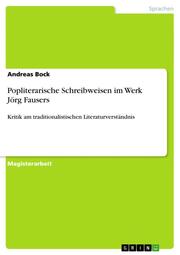 Popliterarische Schreibweisen im Werk Jörg Fausers - Cover