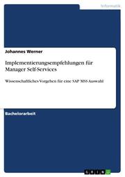Implementierungsempfehlungen für Manager Self-Services - Cover
