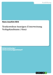 Textkorrektur Anzeigen (Unterweisung Verlagskaufmann /-frau) - Cover