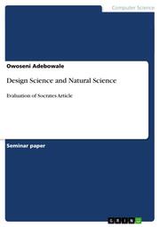Design Science and Natural Science - Cover