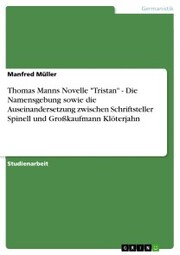 Thomas Manns Novelle 'Tristan' - Die Namensgebung sowie die Auseinandersetzung zwischen Schriftsteller Spinell und Großkaufmann Klöterjahn