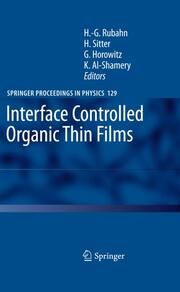 Interface Controlled Organic Thin Films - Cover