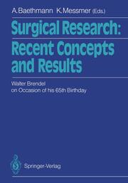 Surgical Research: Recent Concepts and Results - Cover
