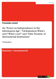 Zu 'Power an Independence in the Information Age','Globalization: What's new? What's not?' und 'False Promise of International Institutions'