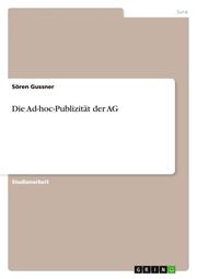 Die Ad-hoc-Publizität der AG - Cover