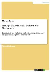 Strategic Negotiation in Business and Management - Cover