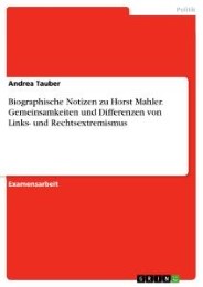 Biographische Notizen zu Horst Mahler.Gemeinsamkeiten und Differenzen von Links- und Rechtsextremismus - Cover