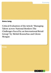 Critical Evaluation of the Article 'Managing Talent across National Borders: The Challenges Faced by an International Retail Group' by Mehdi Boussebaa and Glenn Morgan - Cover