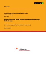 Finanzierung von Social Entrepreneurship durch Venture Philanthropy - Cover